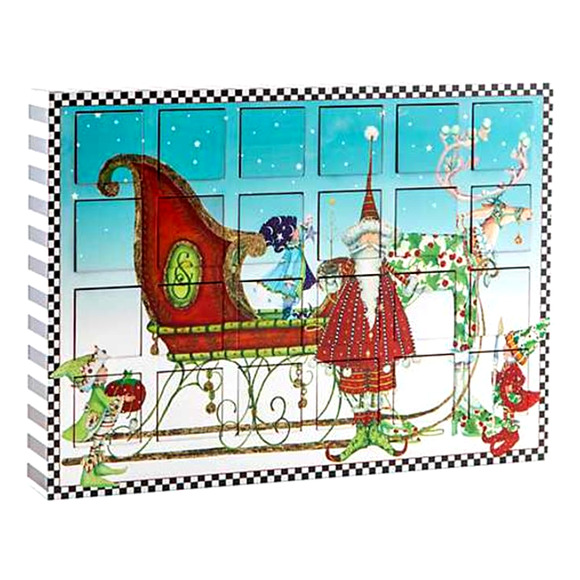 Mackenzie Childs Wood Advent Calendar Patience Brewster Dash Away Refillable New - Picture 1 of 5